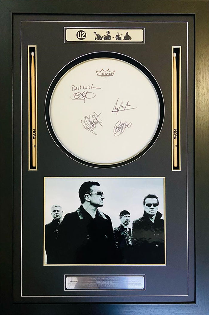 U2 Band Signed Framed Drum Top - GetBidding