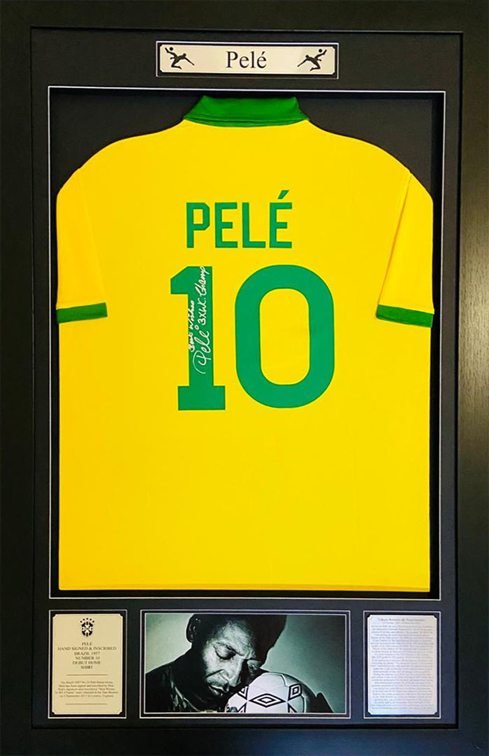 Pele Brazil Rare Signed and Framed Number 10 Debut Jersey - GetBidding