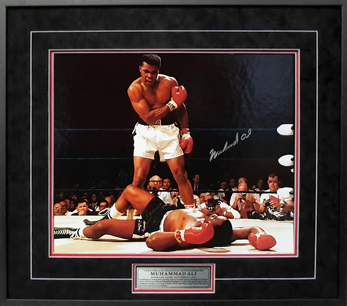 Muhammad Ali standing over Liston rare signed framed photograph ...