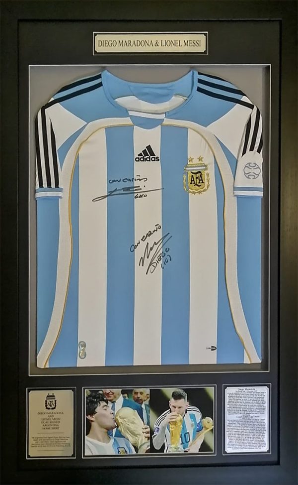 Diego Maradona & Lionel Messi Dual Signed Argentina Framed Shirt ...